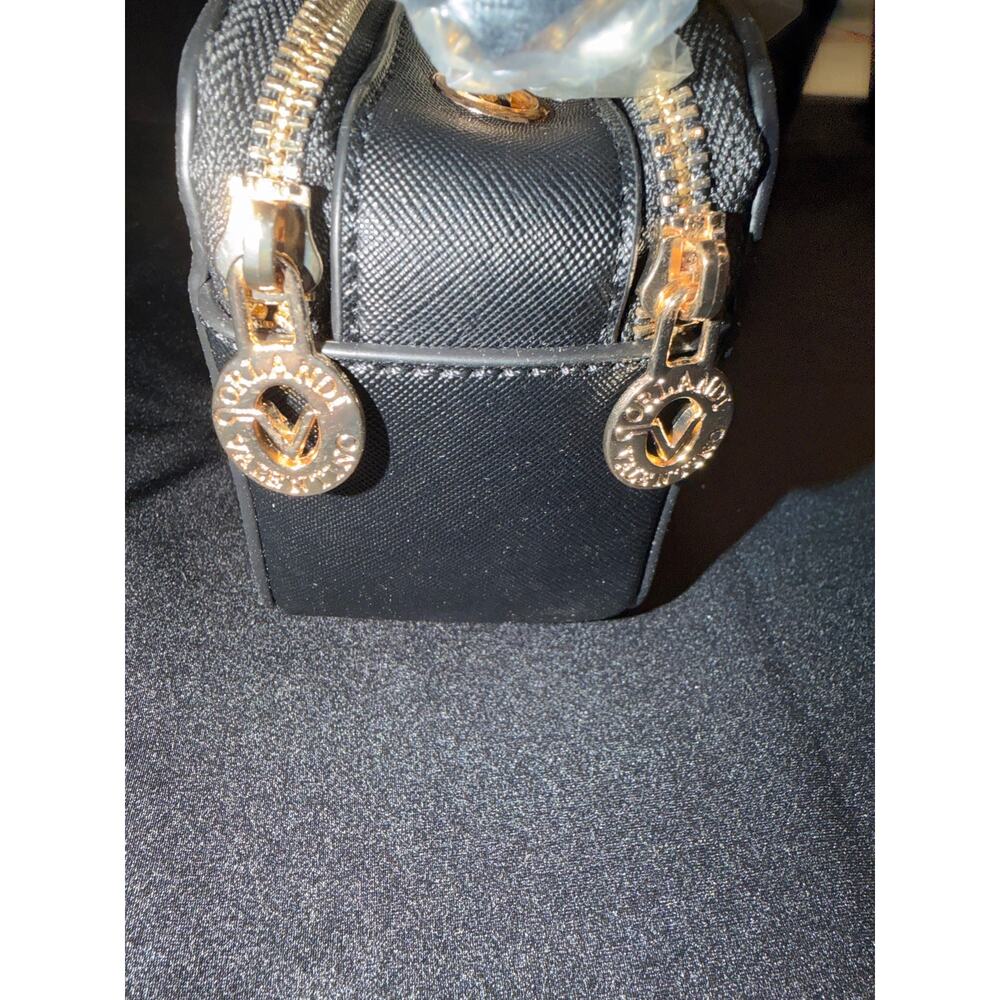 NWT Valentino Orlandi double strap Black Studded Camera Crossbody gold hardware - Picture 3 of 9